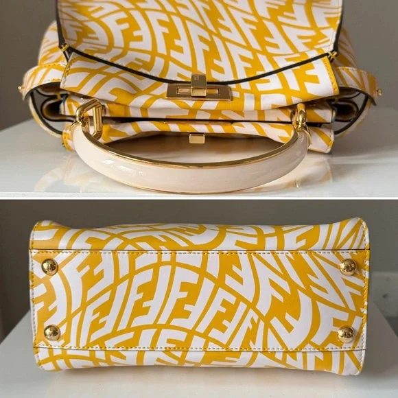 🌼Fendi Peekaboo x Sarah Coleman FF Vertigo - Mini Mimosa/White Gold Hardware - Picture 5 of 16
